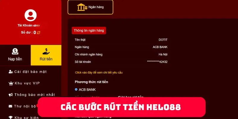 Rút tiền Helo88 với 4 bước đơn giản nhanh chóng